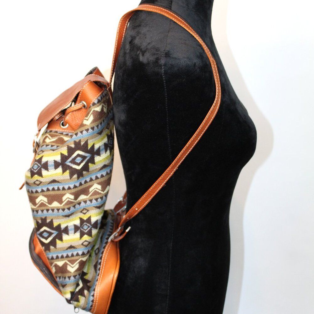 Yacon Handcrafted Wool and Faux Leather Backpack - Picture 12 of 16
